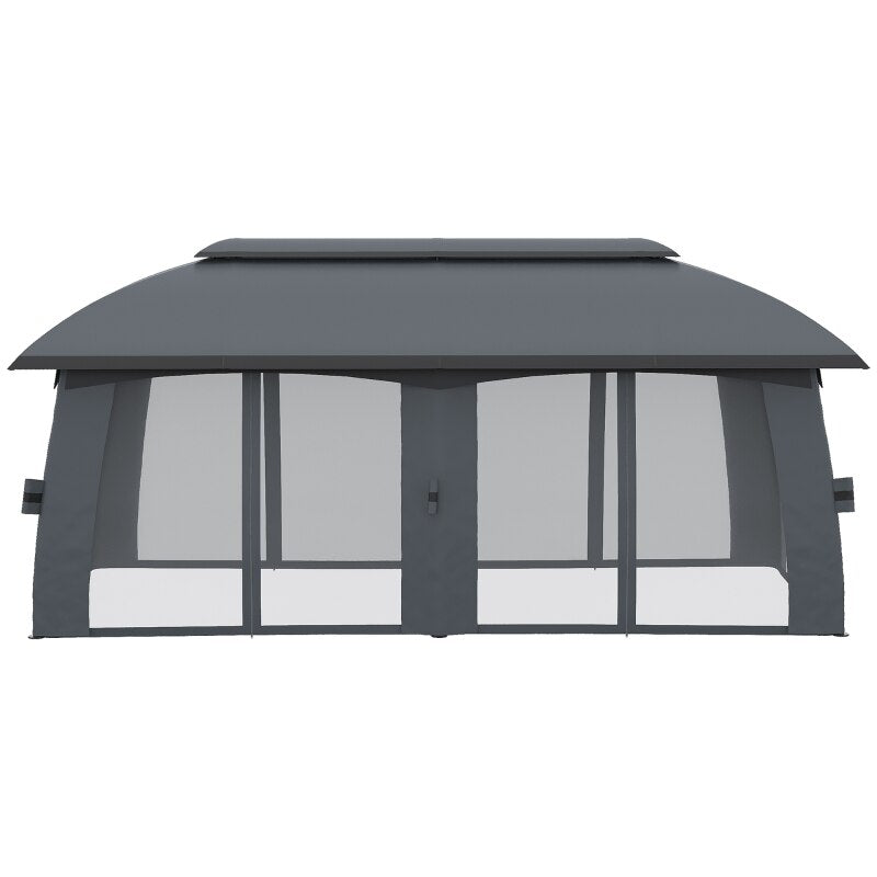 10' x 12' Patio Gazebo, Outdoor Gazebo Canopy Shelter with Vented Roof Dark Gray - My Shaded Yard