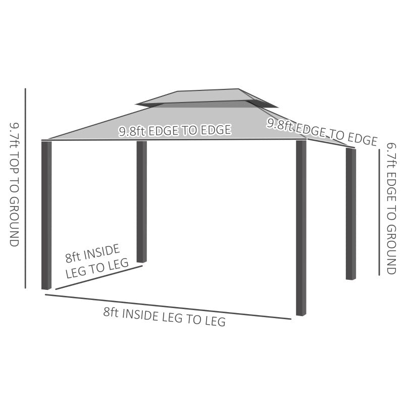 10x10 Hardtop Gazebo with Aluminum Frame, Polycarbonate Gazebo Black - My Shaded Yard