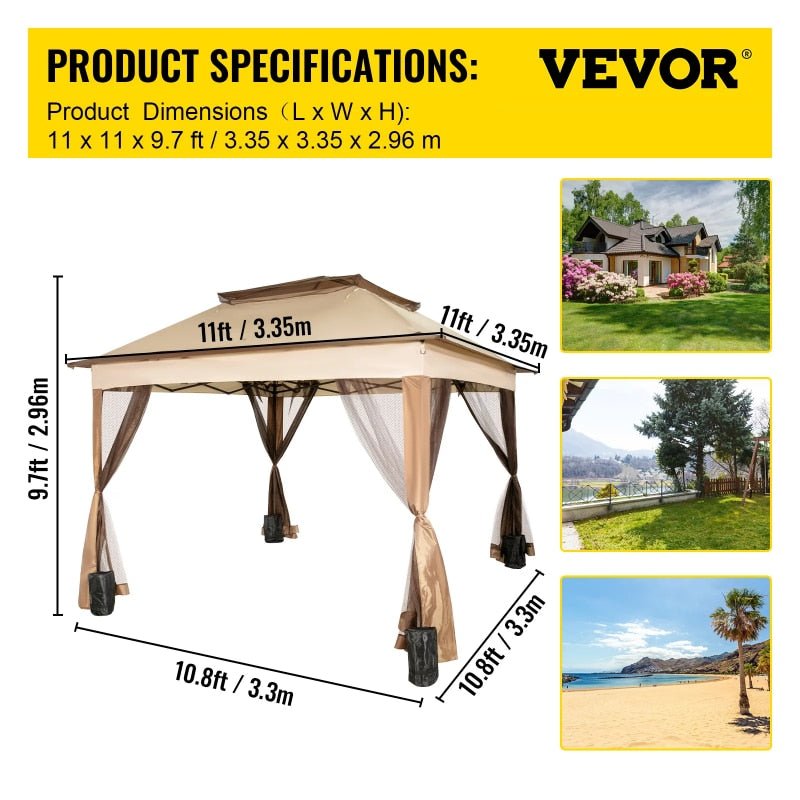 10x10ft Outdoor Canopy Gazebo Waterproof and UV Protection - My Shaded Yard