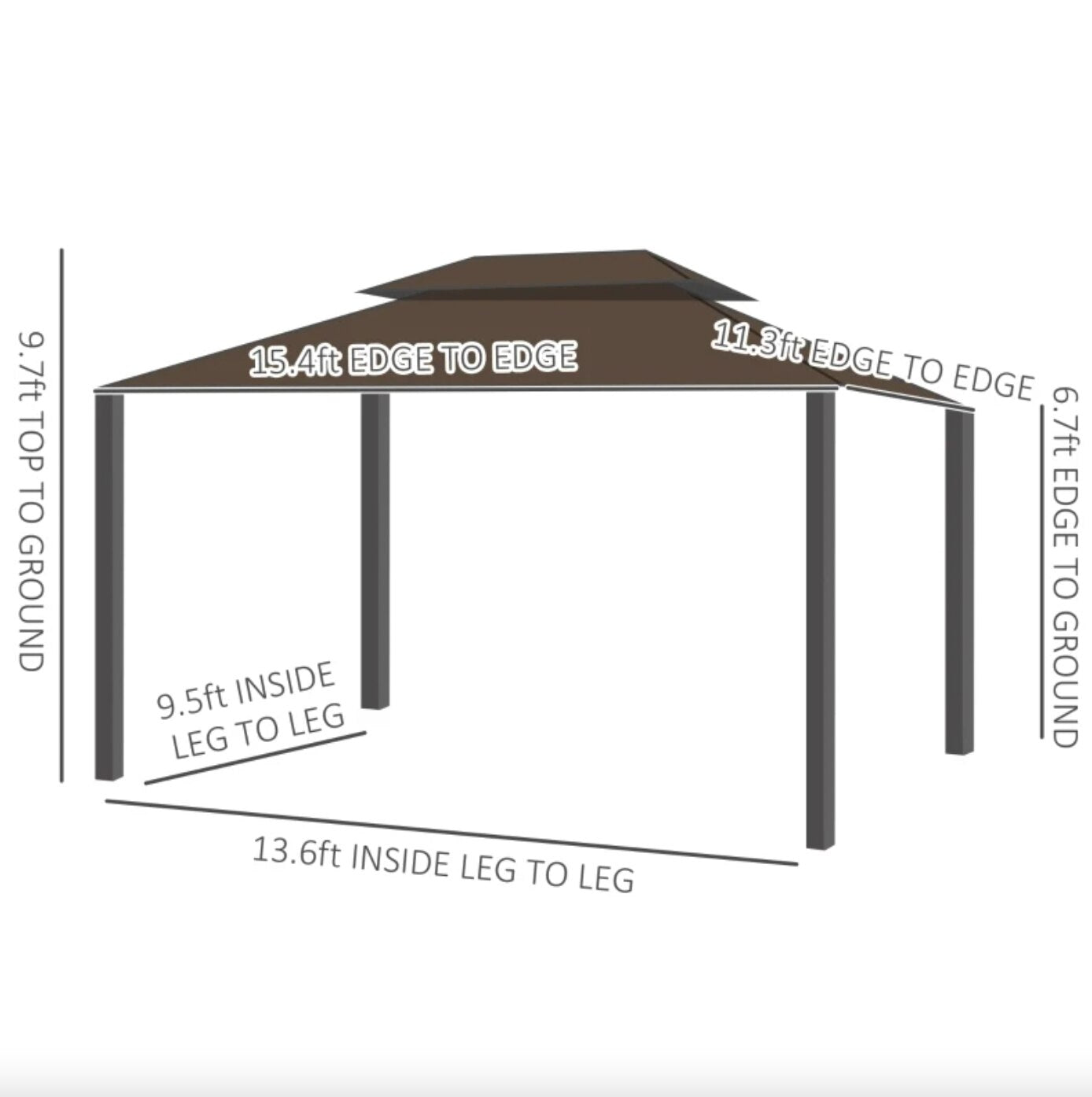 11x15 Hard Top Gazebo with Aluminum Frame, Polycarbonate Gazebo - My Shaded Yard