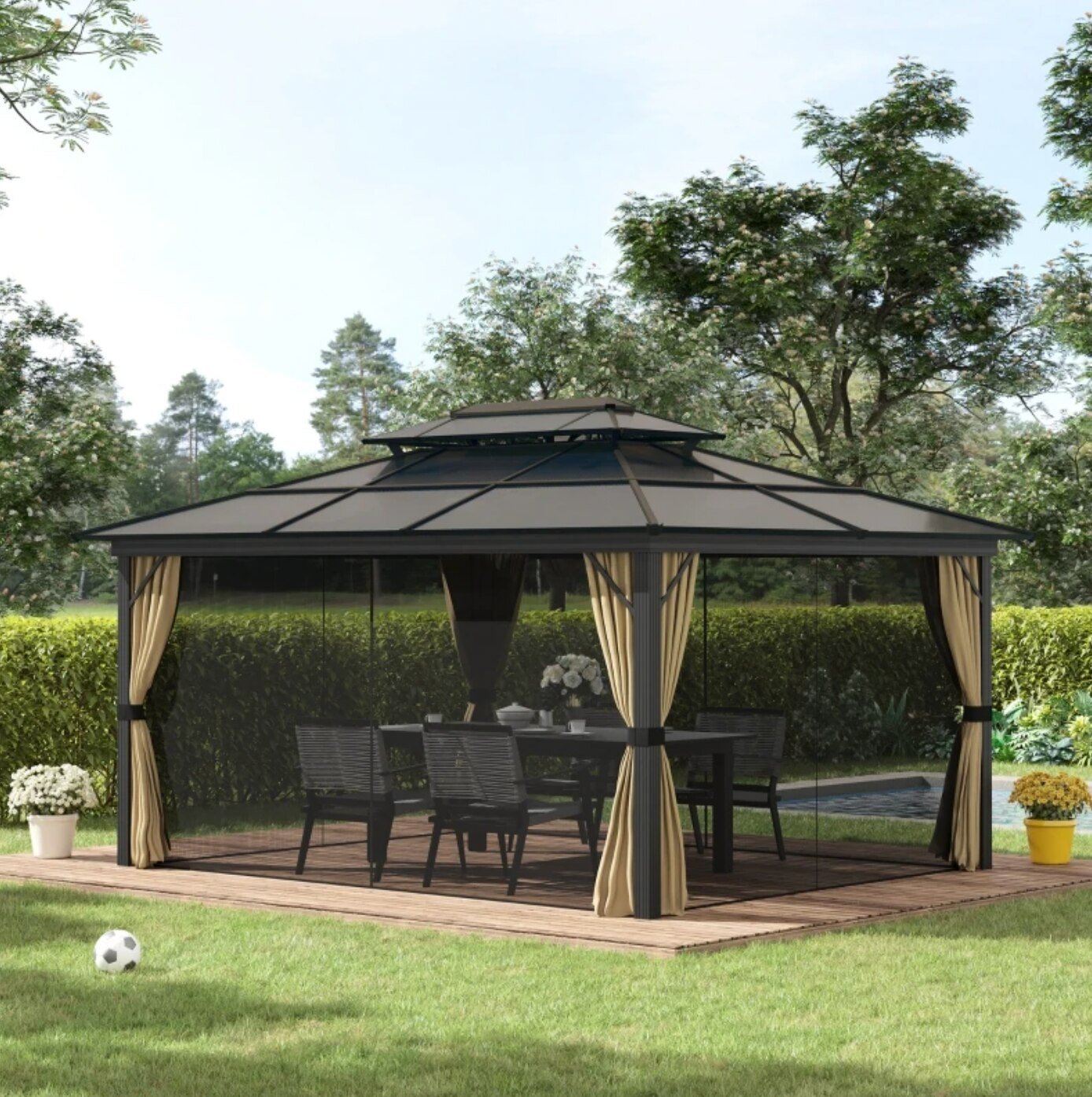 11x15 Hard Top Gazebo with Aluminum Frame, Polycarbonate Gazebo - My Shaded Yard