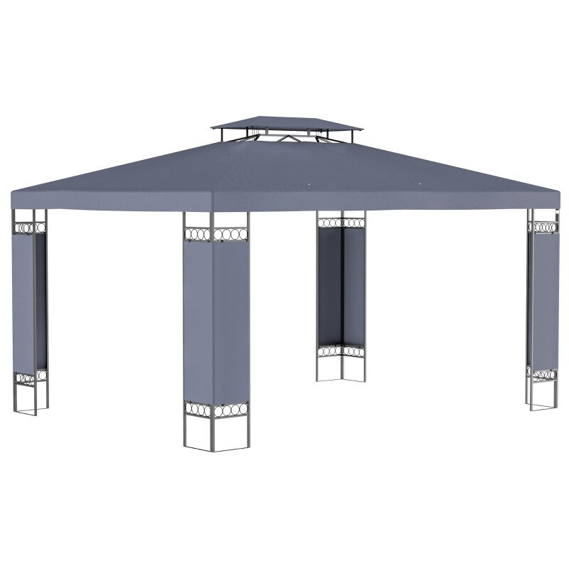 13' X 10' Patio Gazebo Outdoor Canopy Shelter w/ Double Vented Roof Grey - My Shaded Yard