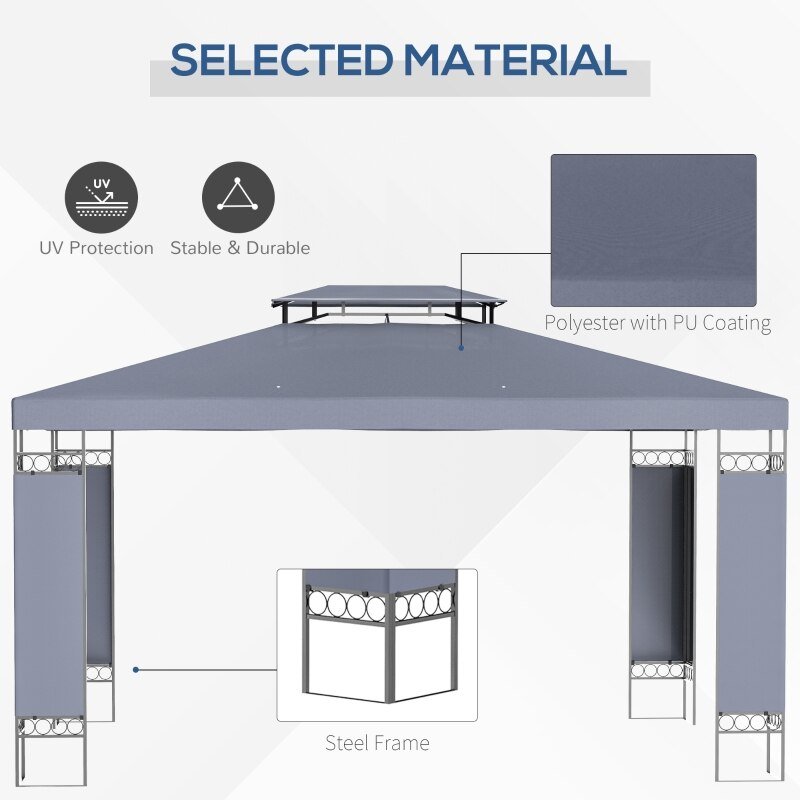 13' X 10' Patio Gazebo Outdoor Canopy Shelter w/ Double Vented Roof Grey - My Shaded Yard