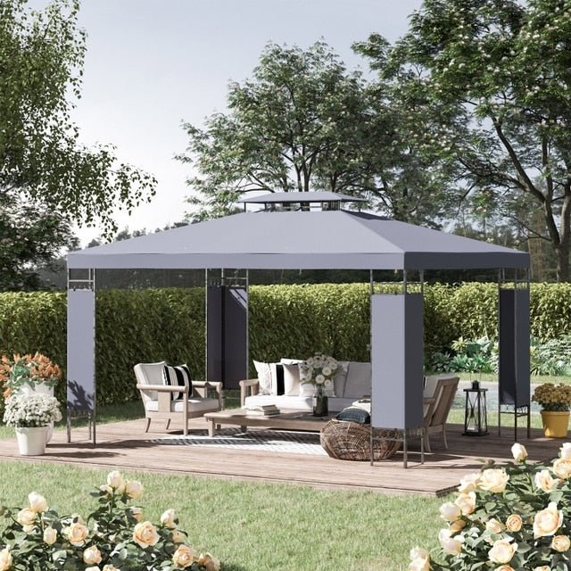 13' X 10' Patio Gazebo Outdoor Canopy Shelter w/ Double Vented Roof Grey - My Shaded Yard